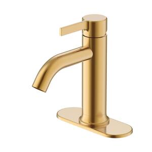 Ryden Single Hole Single-Handle Bathroom Faucet in Brushed Gold