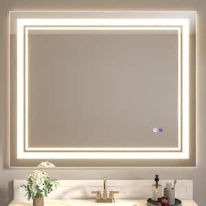32 in. W x 40 in. H Large Rectangular Frameless Anti-Fog LED Lighted Wall Bathroom Vanity Mirror with High Brightness