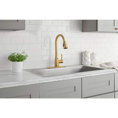 Vazon Touchless Single-Handle Pull-Down Sprayer Kitchen Faucet with TurboSpray in Matte Gold