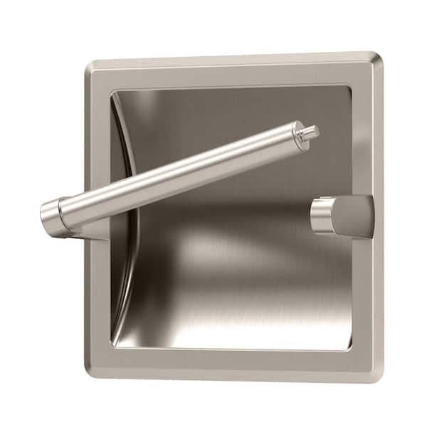 Recessed Pivoting Arm Toilet Paper Holder in Satin Nickel