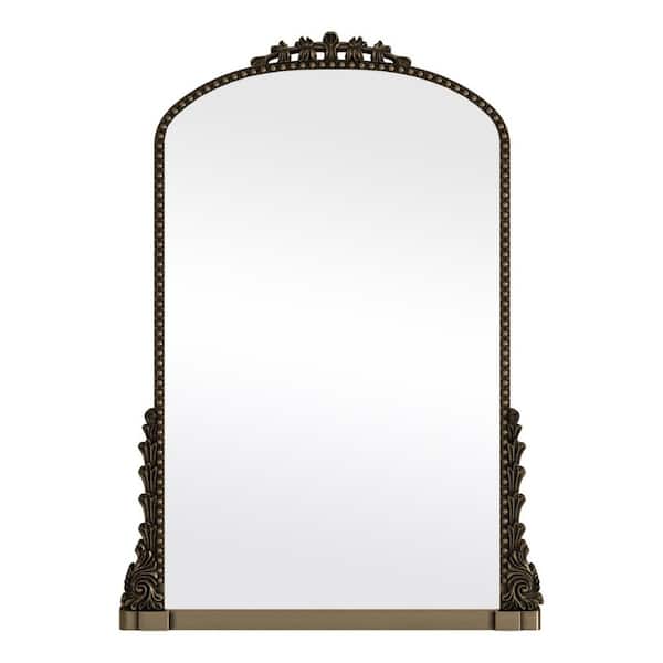 24 in. W x 32 in. H Arched Decorative Antique Bronze Polyurethane Frame Wall Bathroom Vanity Mirror