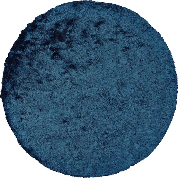 HomeRoots 10' Round Blue Green Solid Color Area Rug