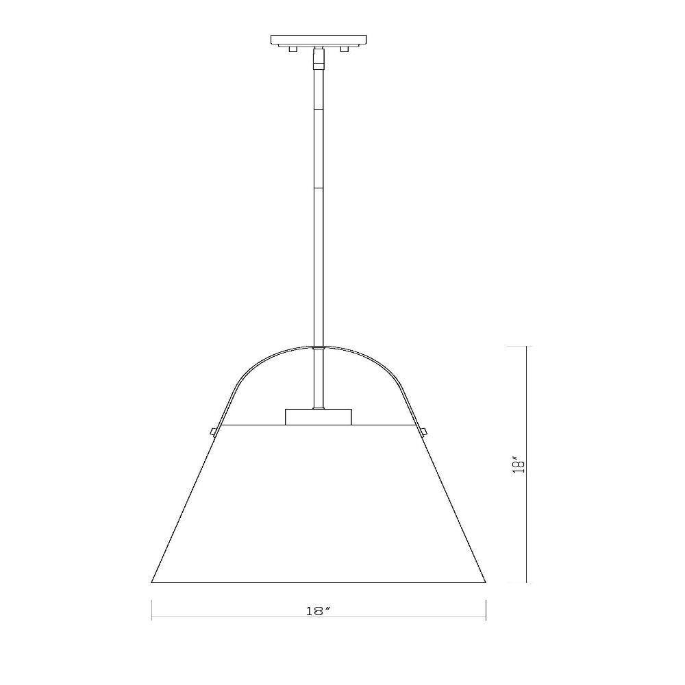 Matte Black and Glass 18" Industrial Pendant Light