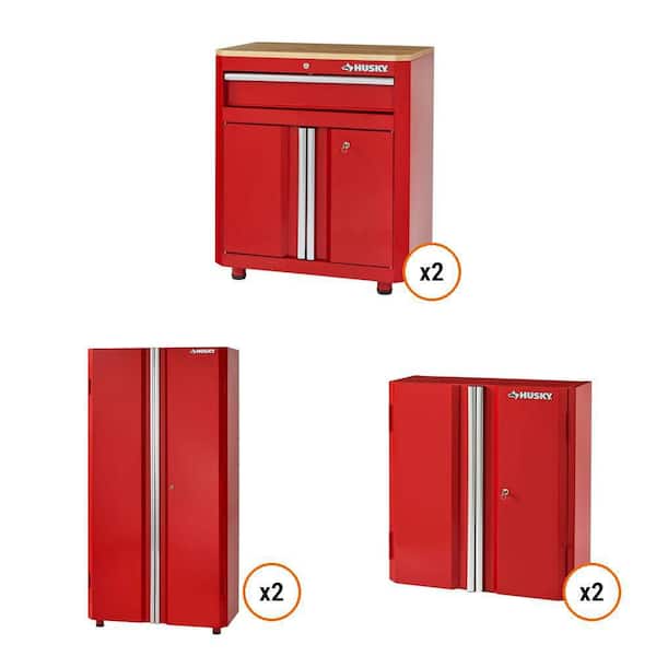 28 in. Base, 36.6 in. Freestanding, and 28 in. Wall Mounted Black Steel Garage Cabinets Combo (2-Count Each)
