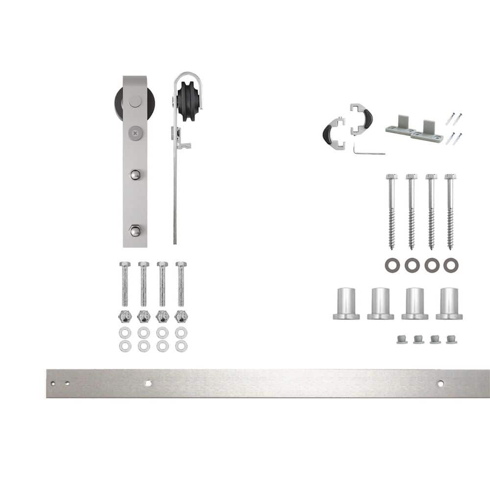 5 ft./60 in. Brushed Nickel Non-Bypass Sliding Barn Door Track and Hardware Kit for Single Door price history on PriceWatchPro