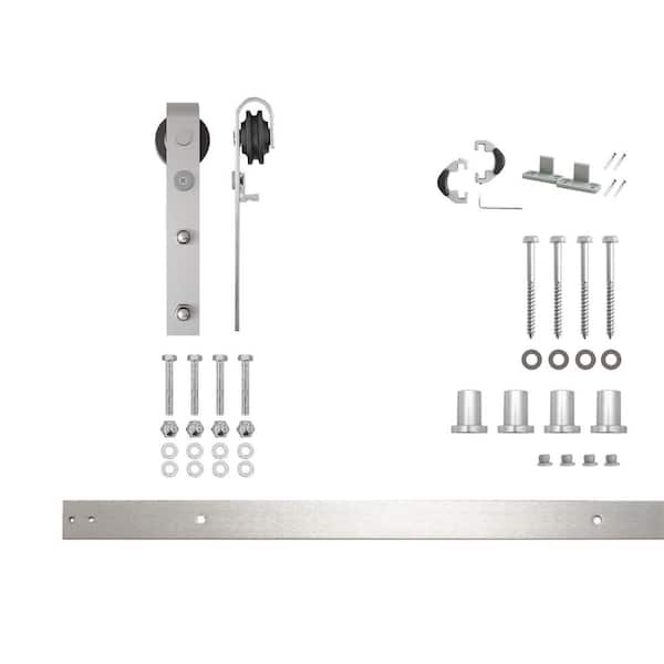 5 ft./60 in. Brushed Nickel Non-Bypass Sliding Barn Door Track and Hardware Kit for Single Door