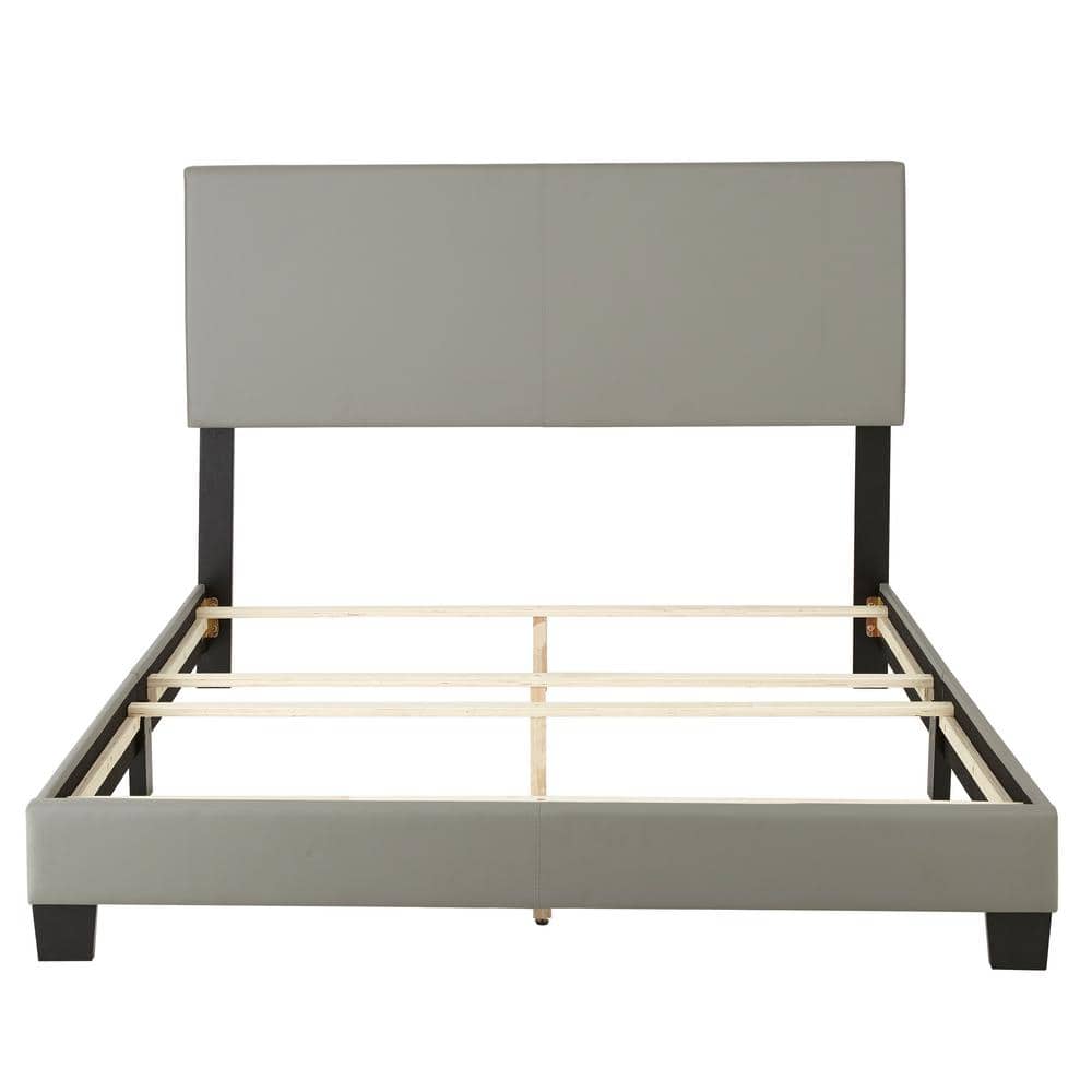 Finn Twin Upholstered Faux Leather Platform Bed in Gray