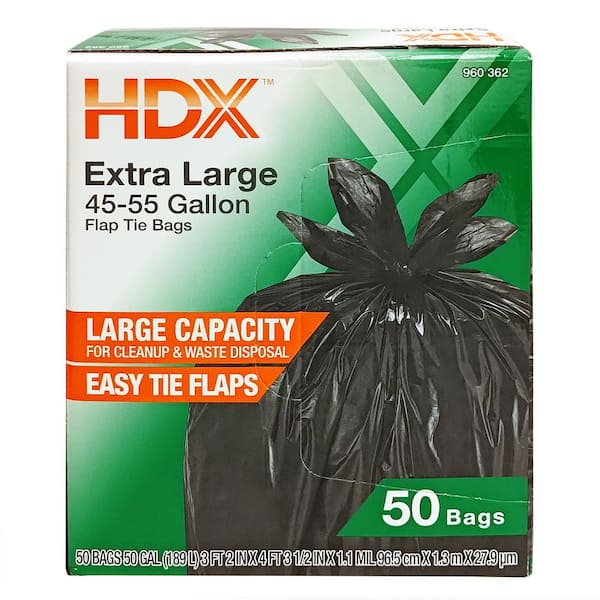 HDX 8 Gal. Flap Tie Medium Kitchen Trash Bags (50-Count) HD08WC050W - The  Home Depot