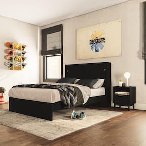 Victoria 3-Piece Black Wood Full Size Bedroom Set
