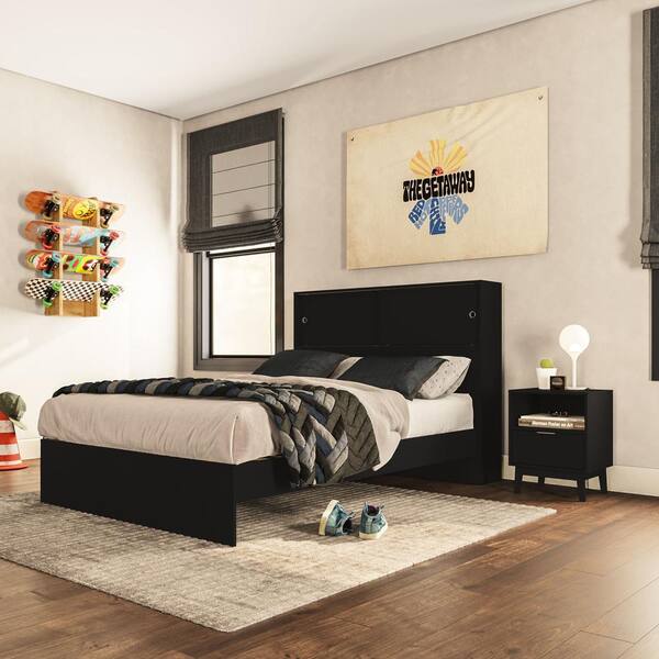 Polifurniture Victoria 3-Piece Black Wood Full Size Bedroom Set