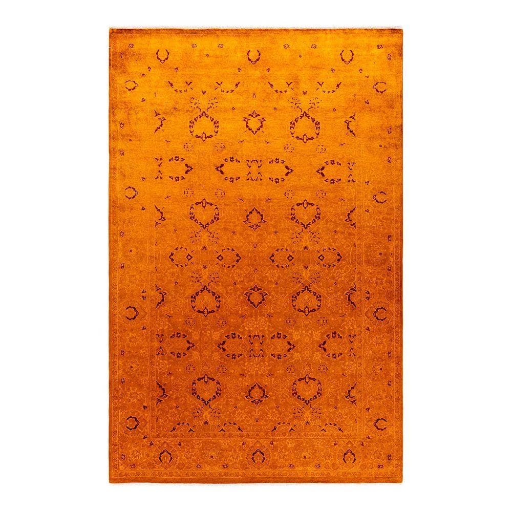 Orange Splat Rug Chloe & Olivia Home Overdyed Orange 6 ft. x 9 ft. Solid Wool Indoor ...