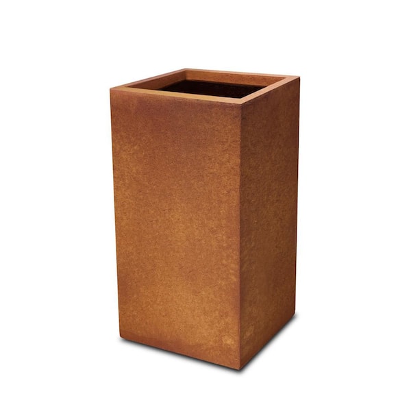 KANTE 28 in. H Rectangle Iron Oxide Lightweight Concrete Tall Modern Planter, Large for Outdoor/Indoor with Drainage Hole
