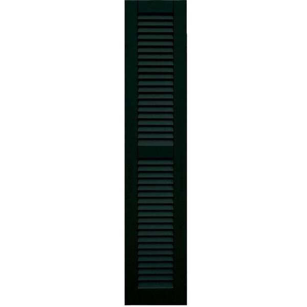 Winworks Wood Composite 12 in. x 59 in. Louvered Shutters Pair #654 Rookwood Shutter Green