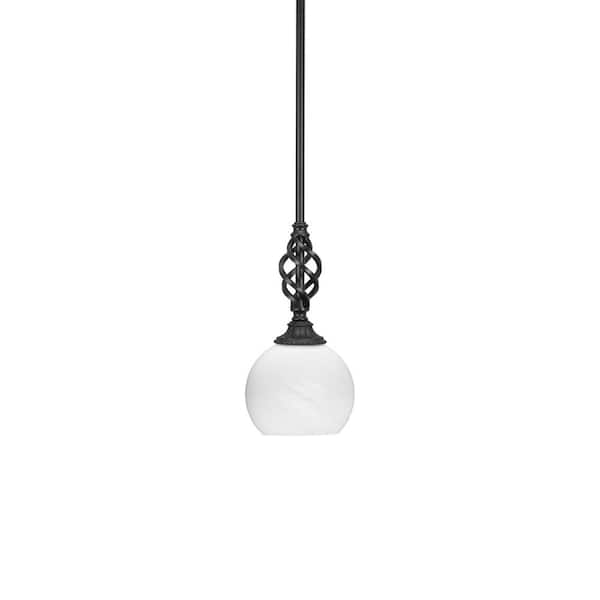 Unbranded Bridgewater 100 W 1-Light Matte Black Standard Mini Pendant Light with Glass Shade