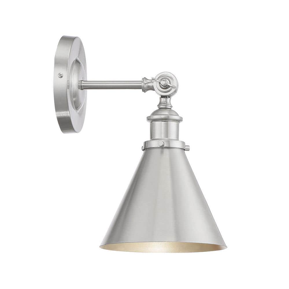 Glenn 7" Satin Nickel Adjustable Metal Wall Sconce