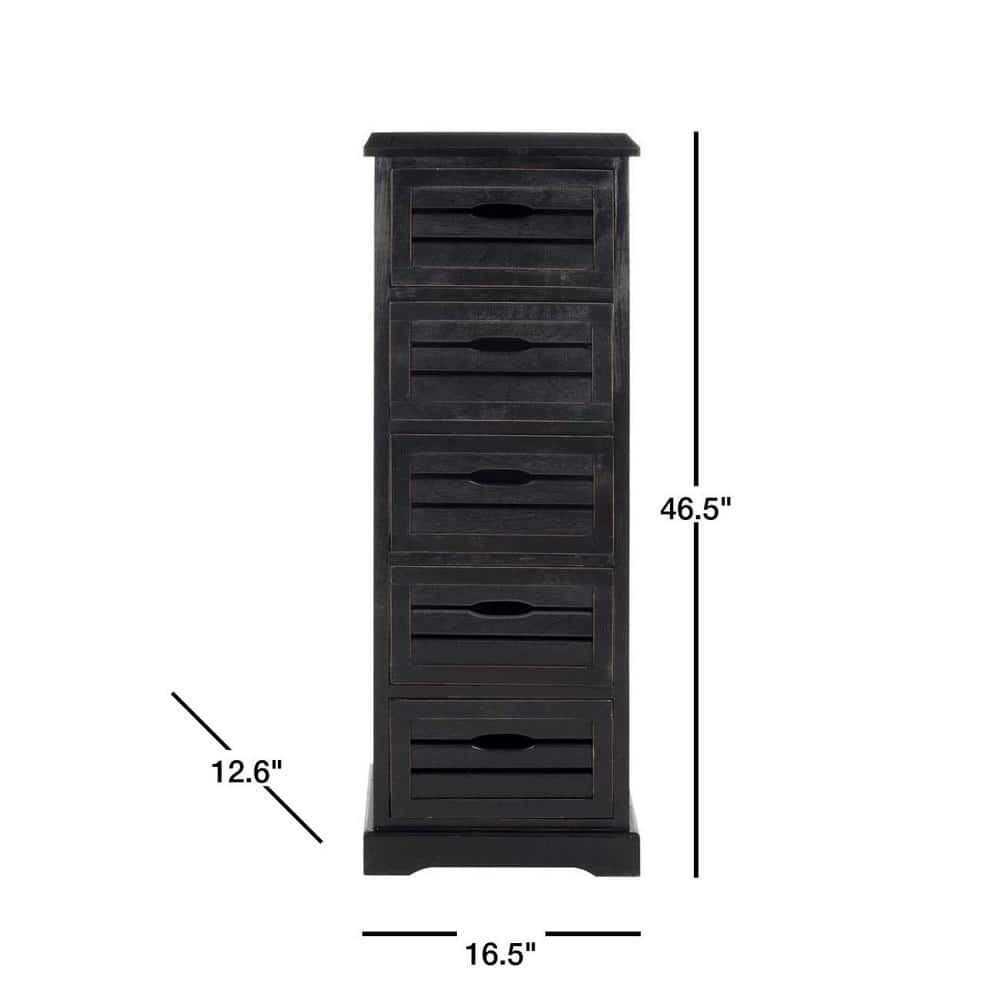 Sarina Black Pine 5-Drawer Coastal Chest