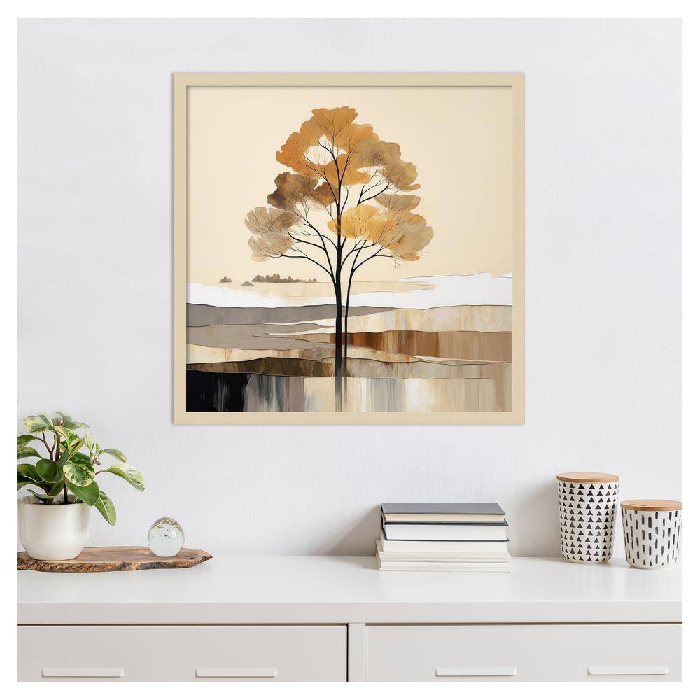 Svelte Natural Framed Abstract Tree Graphic Art Print