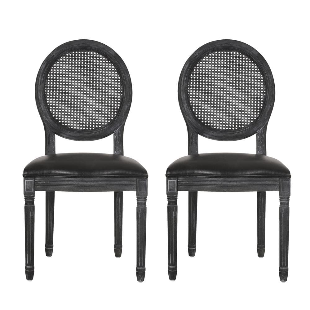 Noble House Joni Black and Gray Upholstered Dining Armchair (Set of 2)  106530 - The Home Depot