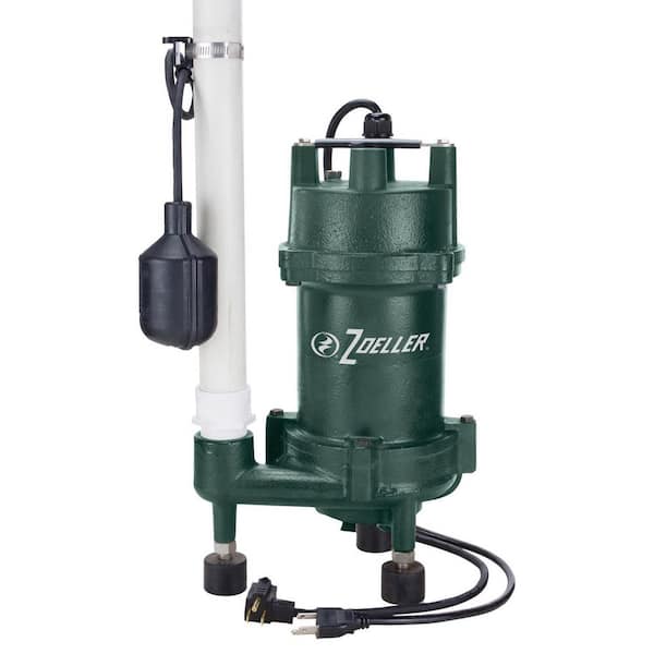 Zoeller 1 HP 2535 gph Cast Iron Tethered Float Switch Grinding Sewage Pump