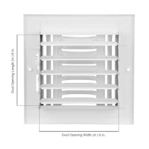 6 in. x 6 in. 4-Way Steel Wall/Ceiling Register in White