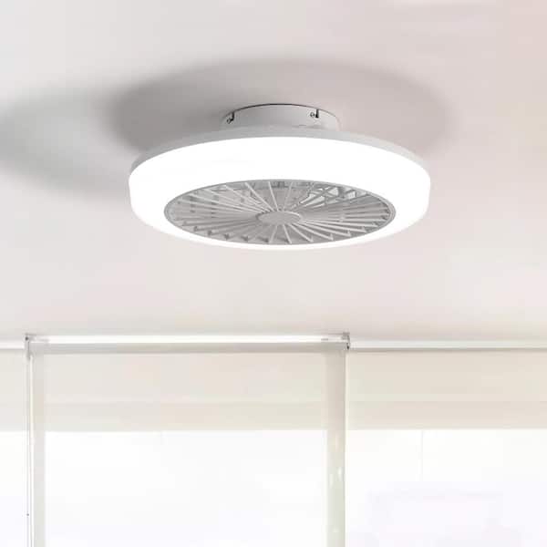 18 in. Smart White Indoor ABS Clear Blade Flush Mount Ceiling Fan with 3-Color Dimmable Light and Remote