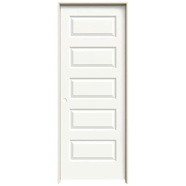 JELD-WEN 28 in. x 80 in. Rockport White Painted Right-Hand Smooth Molded Composite Single Prehung Interior Door