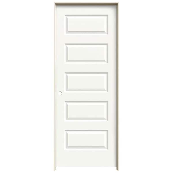 JELD-WEN 30 in. x 80 in. Rockport White Painted Right-Hand Smooth Molded Composite Single Prehung Interior Door