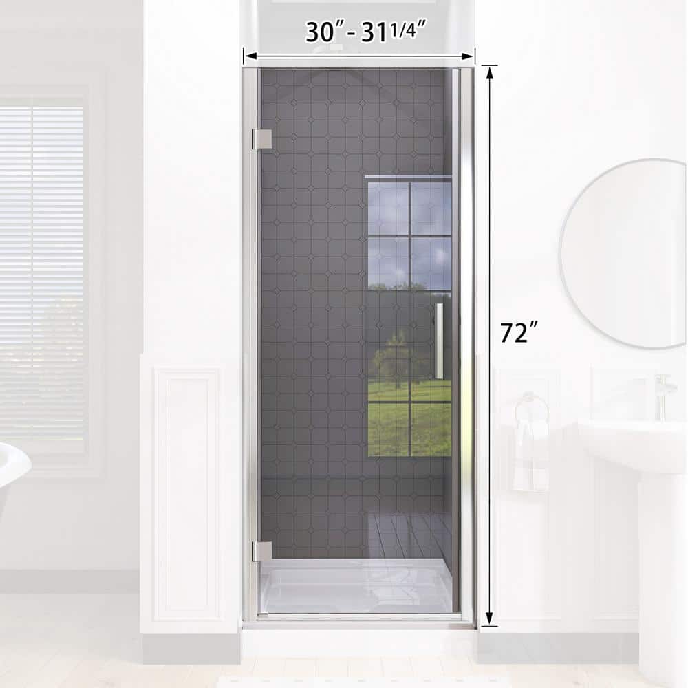 Chrome Frameless Pivot Shower Door with Clear Tempered Glass