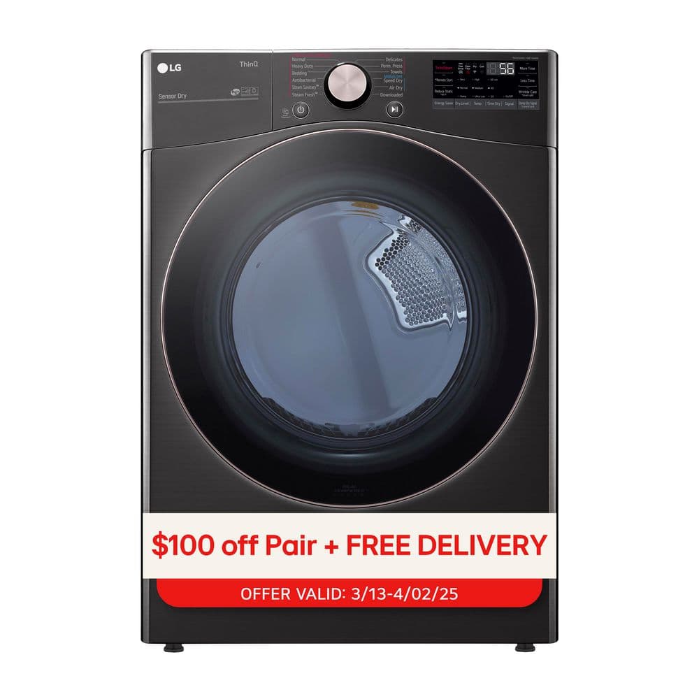 Black Steel 7.4 Cu. Ft. Smart Front Load Electric Dryer with TurboSteam