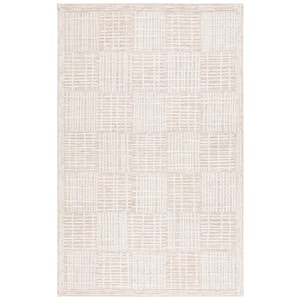 Abstract Light Brown/Ivory 5 ft. x 8 ft. Checkered Unitone Area Rug