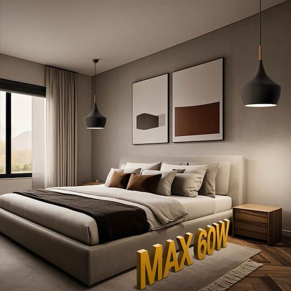 1-Light Industrial Farmhouse Hanging Kitchen Black Pendant Ceiling Light with Metal Dome Shade
