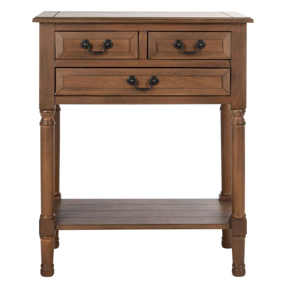 Primrose Warm Brown 3-Drawer Console Table with Open Shelf