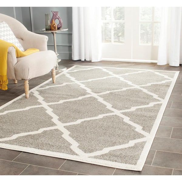 Amherst Dark Gray/Beige 10 ft. x 14 ft. Distressed Diamond Area Rug