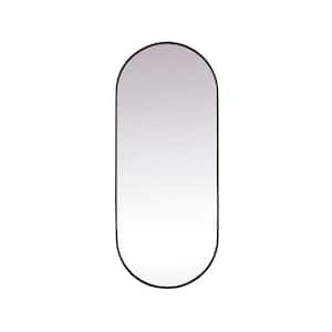 Timeless Home 30 in. W x 72 in. H x Modern Metal Framed Oval Black Mirror