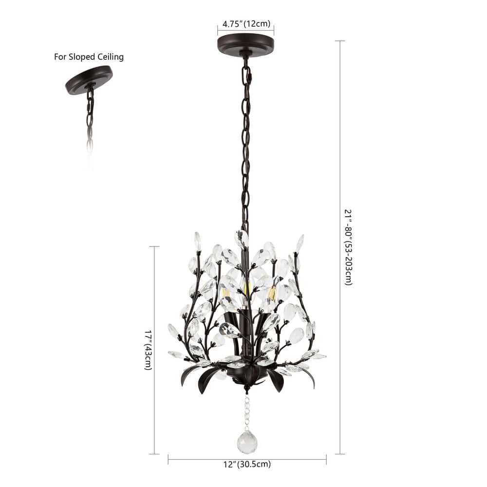 Adoria 12" Oil-Rubbed Bronze Bohemian LED Pendant with Crystal Accents