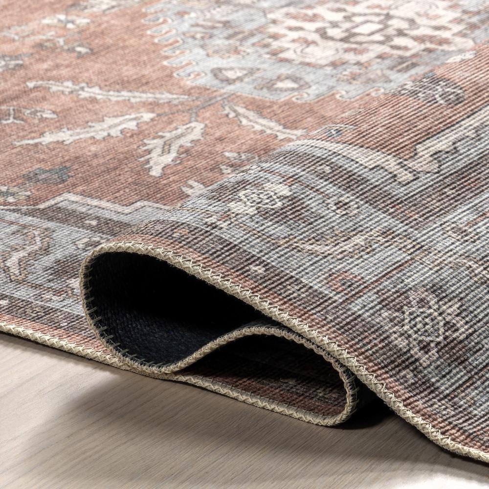 Daleyza Rust Red Cotton Medallion 5' x 8' Area Rug