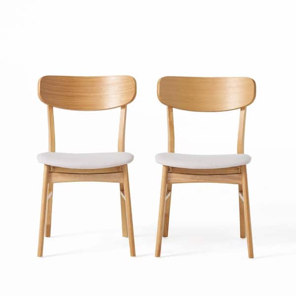 Noble House Lucious Light Beige and Oak Dining Chairs (Set of 2)