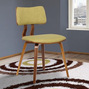 Jaguar 29 in. Green Fabric and Walnut Wood Finish Mid-Century Dining Chair
