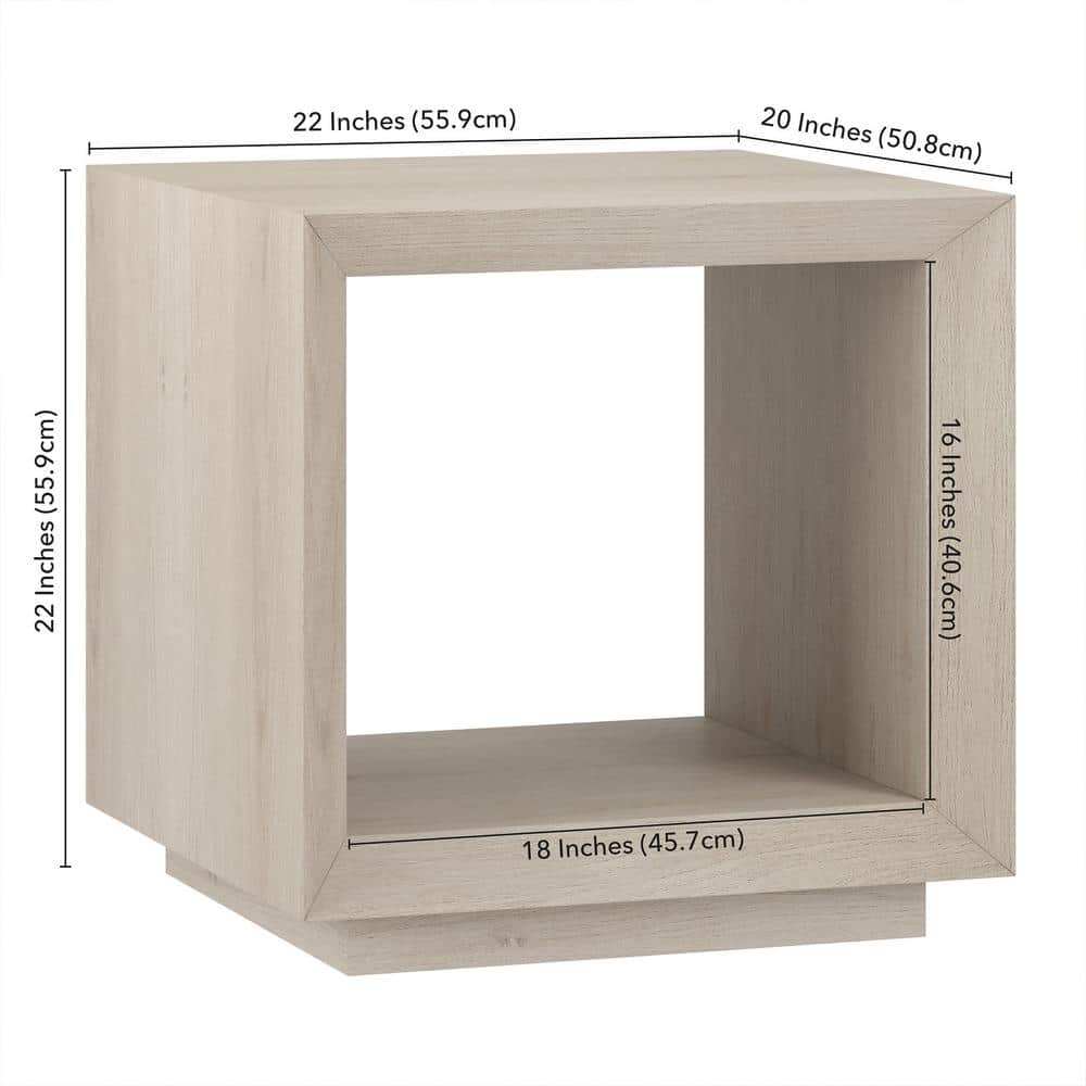 Tannen 22 in. Antiqued Gray Oak Rectangular MDF Top End Table - thumbnail 8