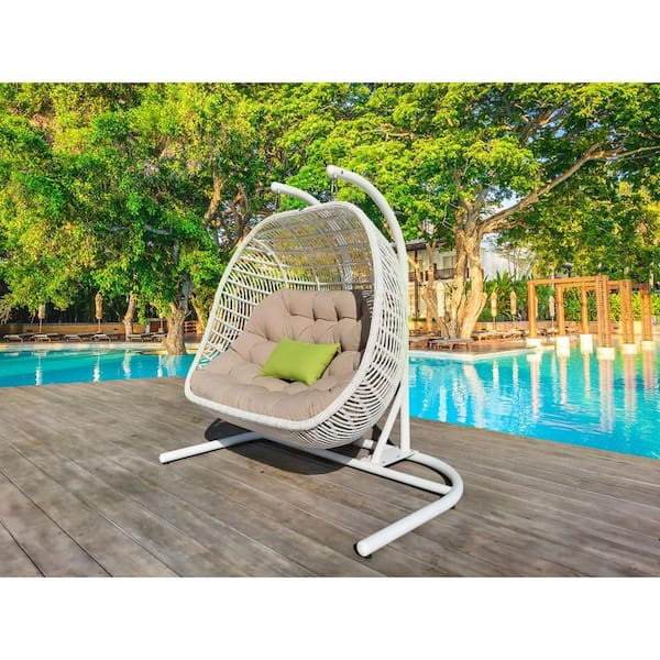Renava San Juan 5.75 ft. Free Standing Hanging Hammock Chair with Stand in Beige