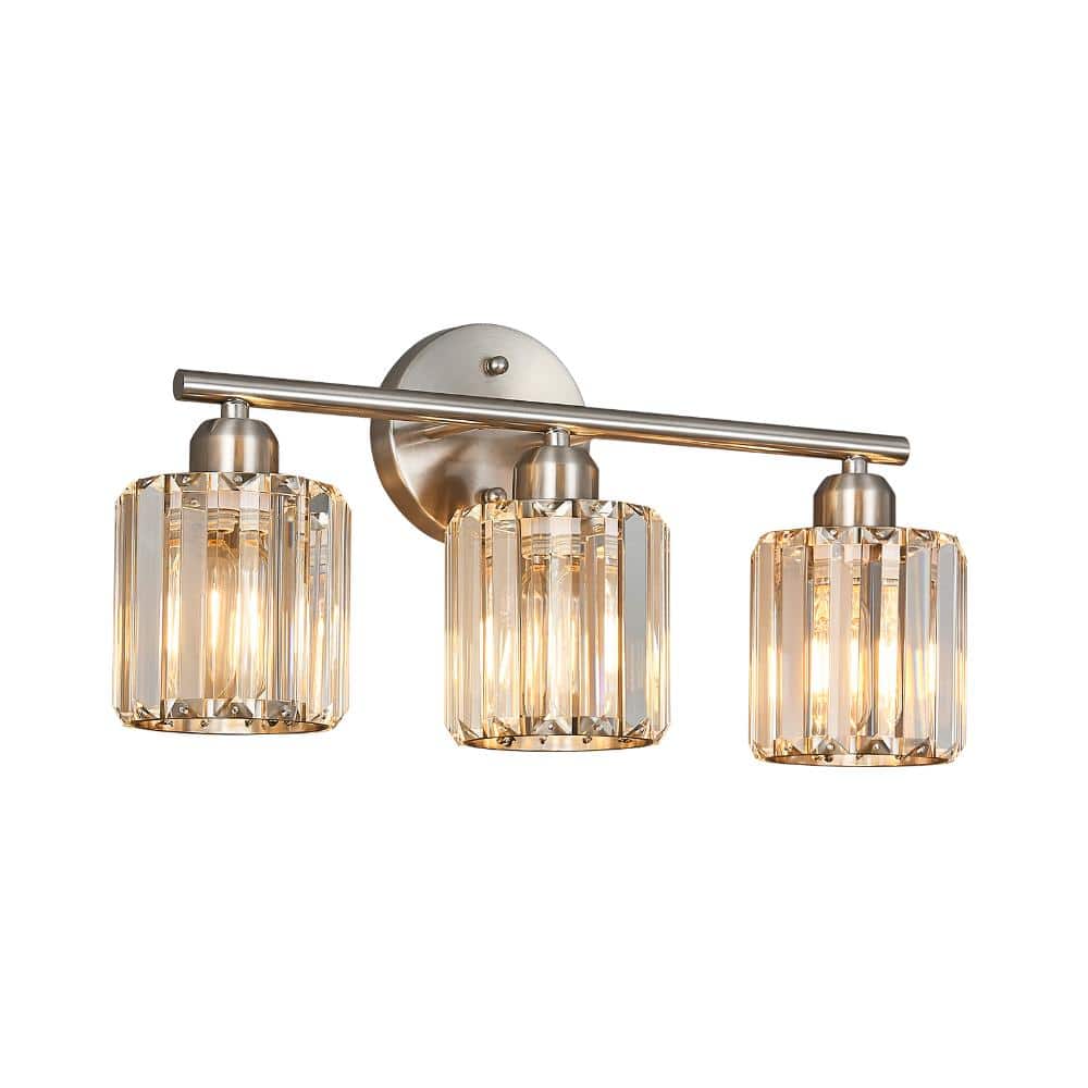 18.9 in.2-Light SandNickel Clear Crystal Bathroom Vanity Light Over Mirror For Bathroom Bulbs Not Included price history on PriceWatchPro