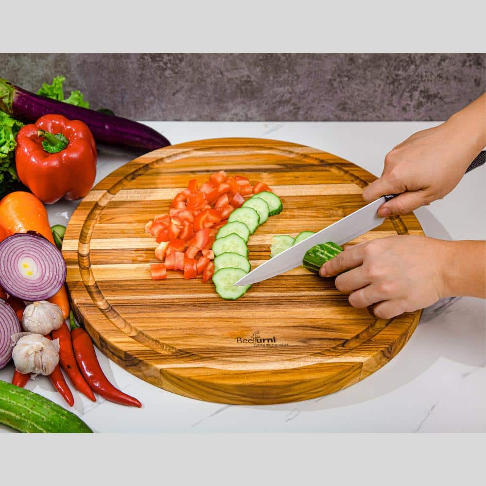 Tatayosi 1-Pieces Large Size 22 in. x 16 in. x 1.25 in. Teak Cutting Board for Chopping Cutting Food Meat Fruit Vegetable, Natural