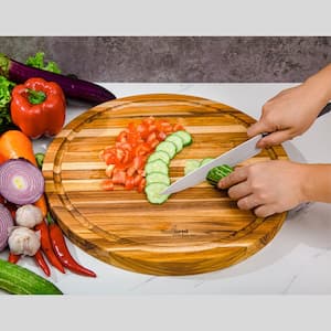 Handcrafted 19.75 x 15 x 1.25 Solid Single Piece Teak Wood Cutting Board  for Turkey Cutting with Juice Groove - No Joint. No Glue Size By Arumdree