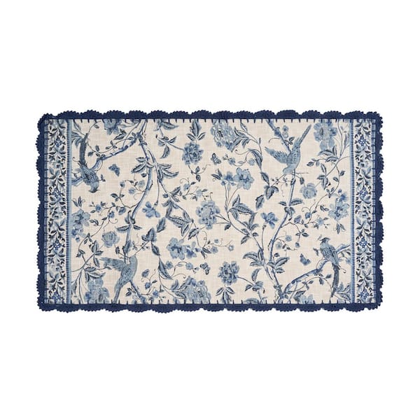 Summer Palace 2.2 ft. x 3.7 ft. Indigo Floral Area Rug