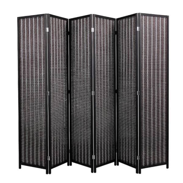 Unbranded 6-Panel Screen Black Room Divider Folding Privacy Screens, 6 ft. Tall Freestanding Room Dividers