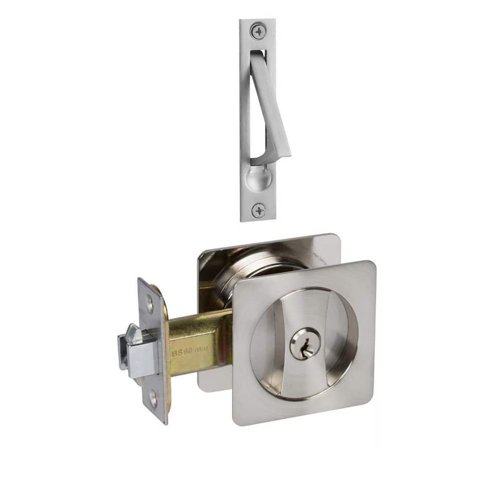 DELANEY HARDWARE Contemporary Square Satin Nickel Entry Door