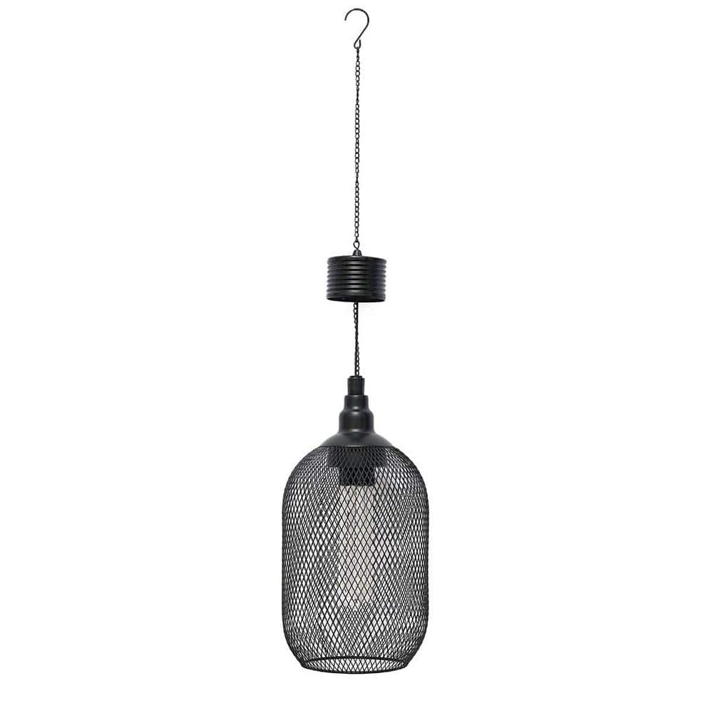 Alpine Corporation 12 in. Tall 24-Light Black Hanging Solar Powered LED  Outdoor Mesh Lantern Pendant QTT391SLR-TM - The Home Depot