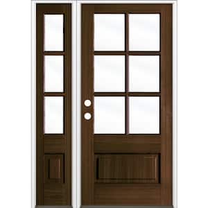 36 in. x 80 in. Right Hand 3/4 6-Lite with Beveled Glass Black Stain Douglas Fir Prehung Front Door Left Sidelite