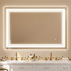 60 in. W x 40 in. H Large Rectangular Frameless Anti-Fog LED Lighted Wall Bathroom Vanity Mirror with High Brightness