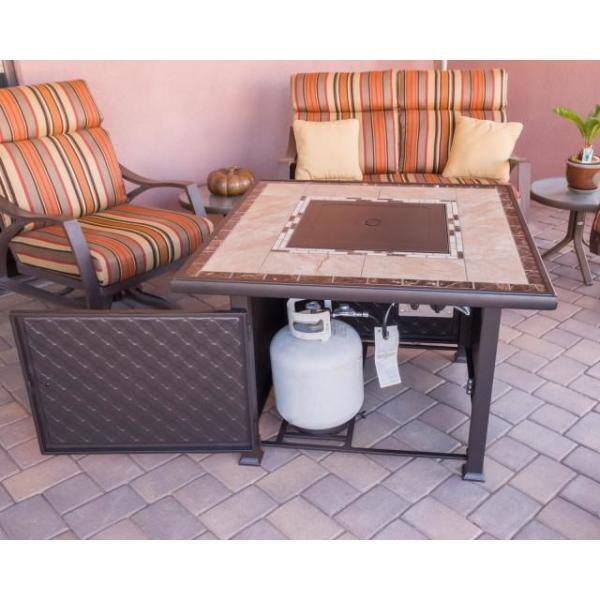 Bronze Square Tile Top Gas Fire Pit Table